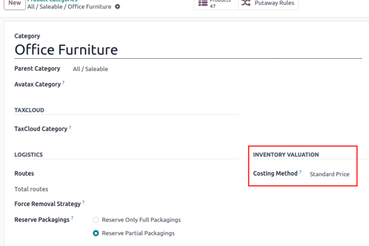 Odoo Inventory Accounting: Link Products to Categories the Right Way